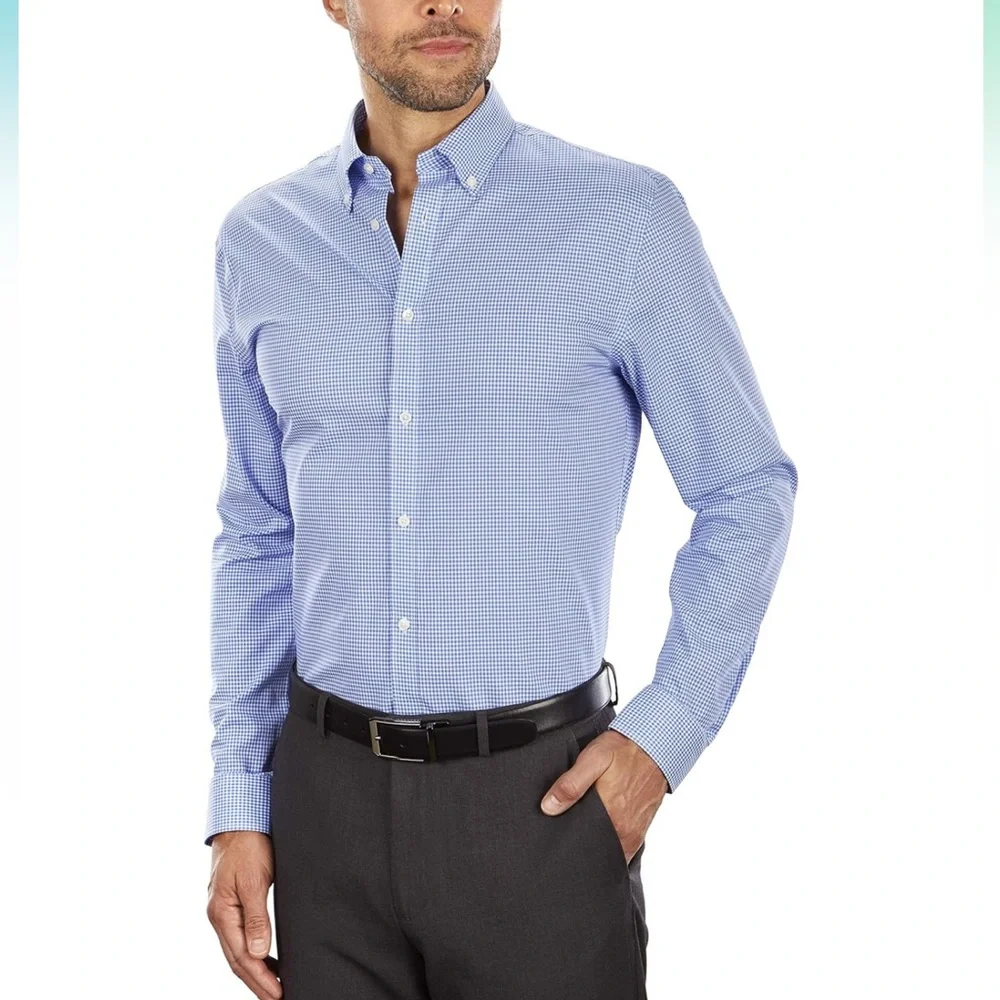 Tommy Hilfiger Men's Slim Fit Non Iron Gingham Dress Shirt -Size M - Picture 1 of 11